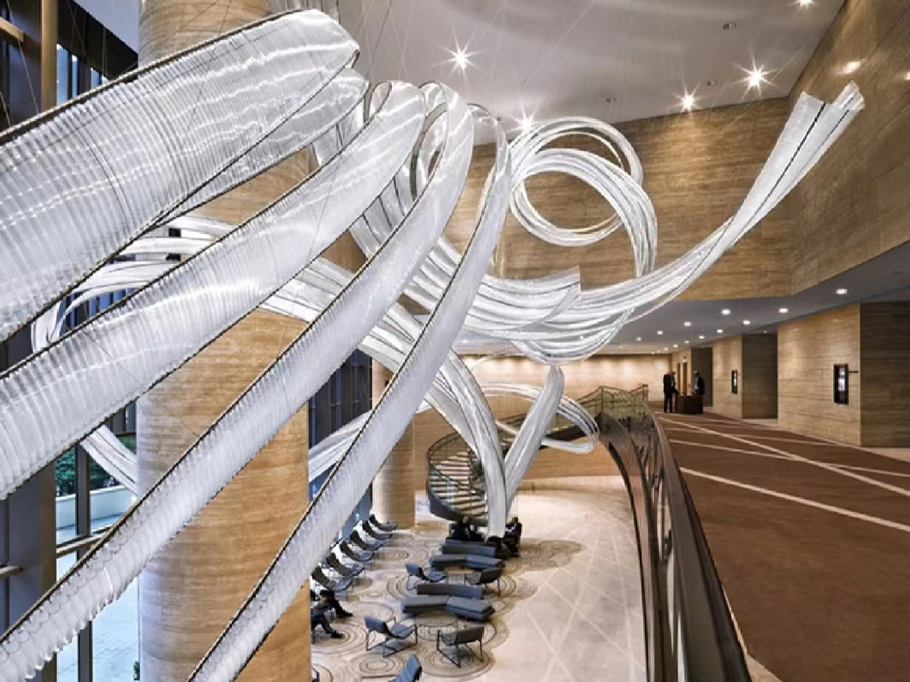 DUTTI LED Long Crystal Streamer Chandelier: Modern Unique Design Pendant Ceiling Lighting OEM/ODM for Hotel Lobby