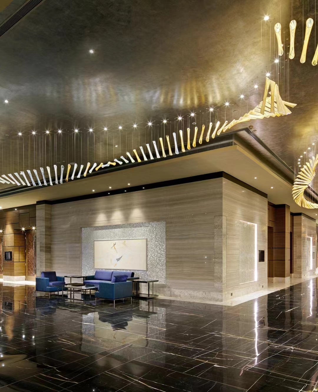 Dutti LED Long Glass Modern Chandelier Pendant Lighting Unique Design OEM ODM for Hotel Hall